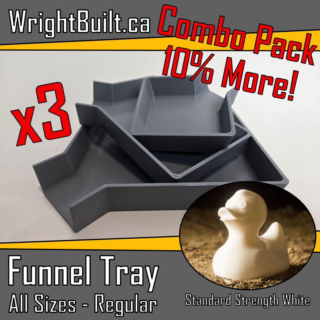 Funnel Tray - All Sizes (1ea: S/M/L) & Regular - Standard Strength White Plastic - Sorting & Organizing Tool - 3 Pack